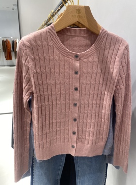 2025年马天奴商场同款MYTENO羊绒绞花针织开衫MHAU55SWHP专柜正品