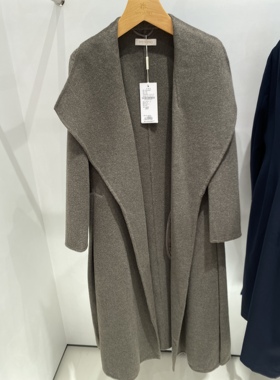 2025年马天奴商场同款绵羊毛大翻领系腰带长大衣NHA058DNHP050