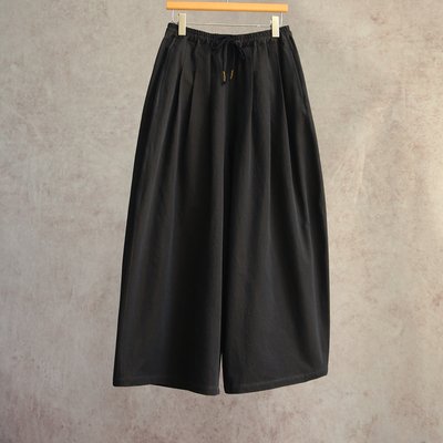 云芝元 设计师秋冬款藏蓝全棉全松紧腰百搭休闲阔腿裤2708B