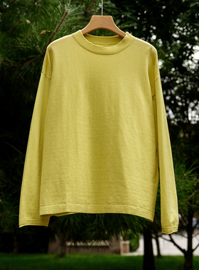 云芝元 设计师柠檬黄高捻针织电脑横机宽松慵懒通勤套头衫9023M