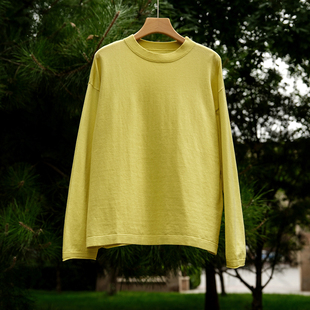 云芝元 9023M 设计师柠檬黄高捻针织电脑横机宽松慵懒通勤套头衫
