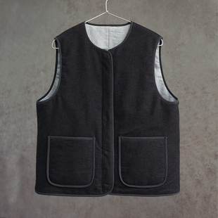 深花灰斜纹棉郁灰提花双面棉马甲保暖棉马夹2101 云芝元 新冬款