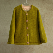 云芝元 外套0206 进口新冬款 绿色羊毛V领插肩保暖女士开衫