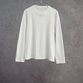 休闲女士T恤 白色汉麻棉针织圆领长袖 云芝元 设计师26春款