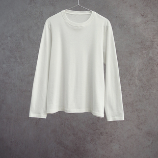 云芝元设计师26春款白色汉麻棉针织圆领长袖休闲女士T恤