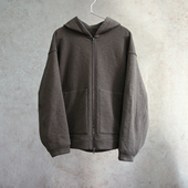 深花咖色牦牛绒抓绒落肩拉链针织女款 云芝元 新冬款 连帽卫衣2910M