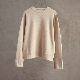 浅花米色纯棉有机棉圆领针织长袖 新款 卫衣 设计师26春季 云芝元