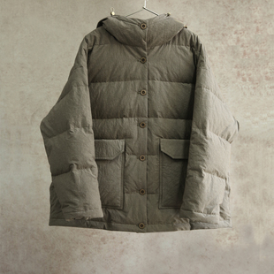 进口日晒干灰色95白鹅绒连帽保暖羽绒服2603 云芝元 新冬款