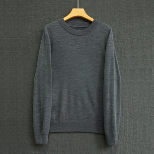 0222 云芝元 德国扬子精纺灰色纯羊毛高圆领休闲横机针织打底衫
