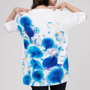 graniph 一眼清新的全棉水母小口袋刺绣印花T 男女同款G8-2