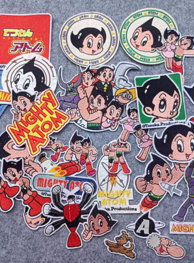 阿童木卡通刺绣布贴补丁贴衣服徽章裤子破洞修复书包装饰方形圆形