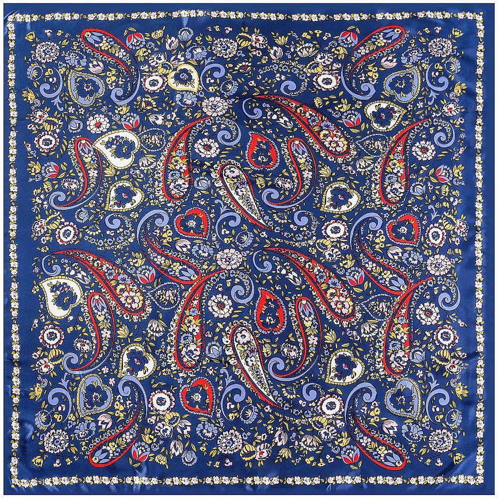 春夏新款90cm仿真丝大方巾复古腰果多色丝巾头巾披肩裹胸装饰围巾