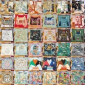 马年丝巾养马人合集90cm仿真丝斜纹大方巾送妈妈长辈礼物头巾披肩