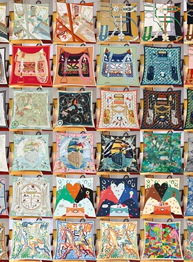 马年丝巾养马人合集90cm仿真丝斜纹大方巾送妈妈长辈礼物头巾披肩