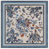 90cm大方巾仿真丝植物蝴蝶花卉女士优雅装 饰头巾披肩裹胸多功能女