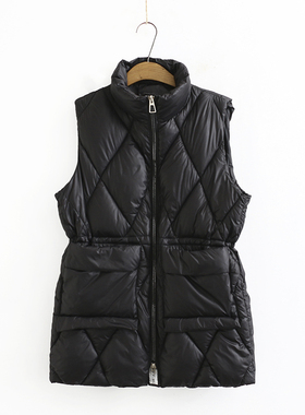 Y2080胖妹妹大码棉马甲中长款收腰显瘦220斤冬新款立领羽绒棉外穿