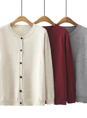 HM8325胖妹妹mm大码针织开衫2025春纯色百搭宽松显瘦简约外套上衣