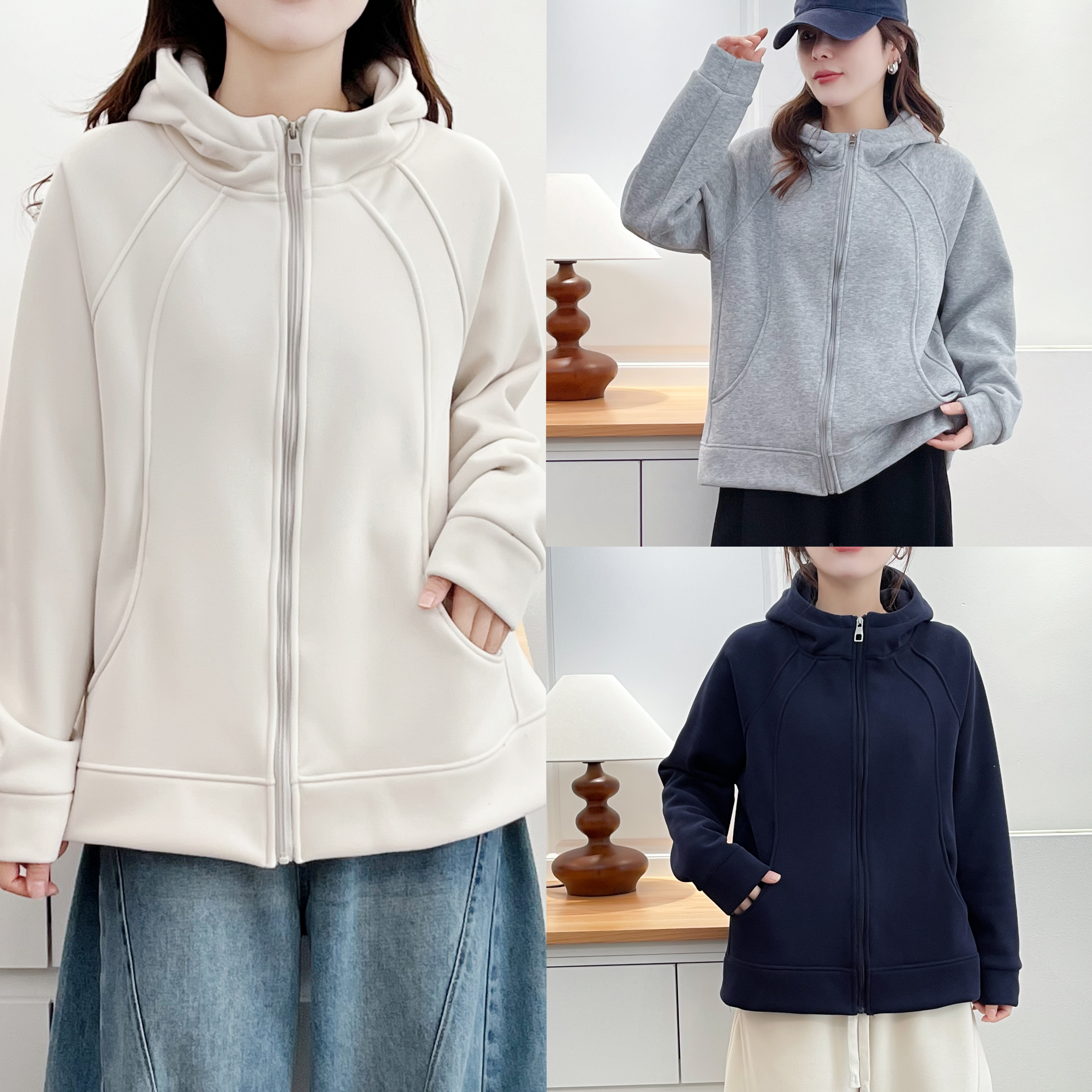 大码连帽加绒加厚卫衣女宽松显瘦休闲运动外套胖mm200斤上衣显瘦