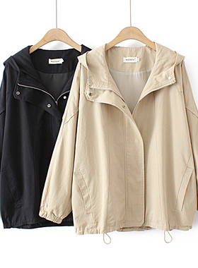 HT3066胖妹妹mm加肥大码风衣外套2022秋新棉斗篷衫宽松显瘦220斤