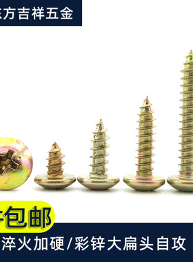 彩锌黄色金色大扁头自攻螺丝大帽大头自攻钉尖尾扁圆头木螺丝钉