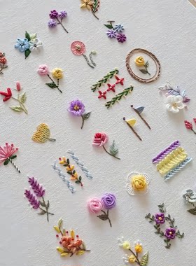 花草刺绣DIY材料包免画图稿