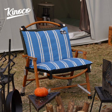 Kinoco Outdoor 户外露营椅垫套装 双人椅迷彩蓝白条加棉可折叠