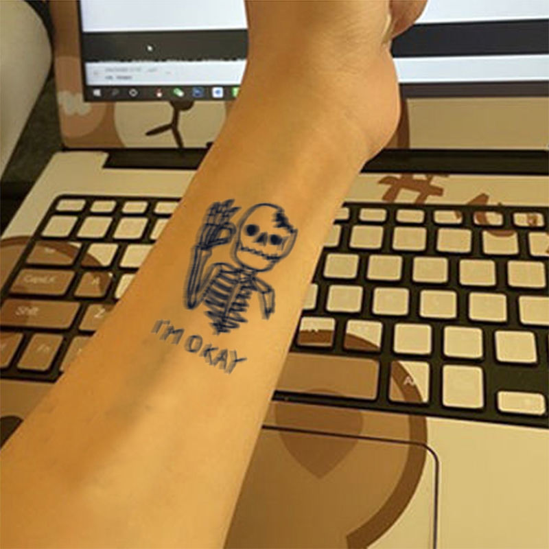 小骷髅图案纹身贴ok了手势图片