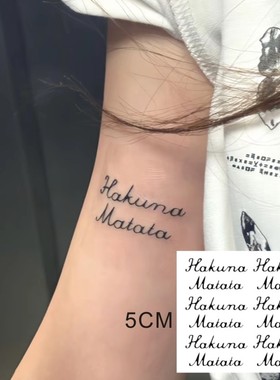 Hakuna matata草本果汁纹身贴 黑色英文字手臂网红同款防水持久女