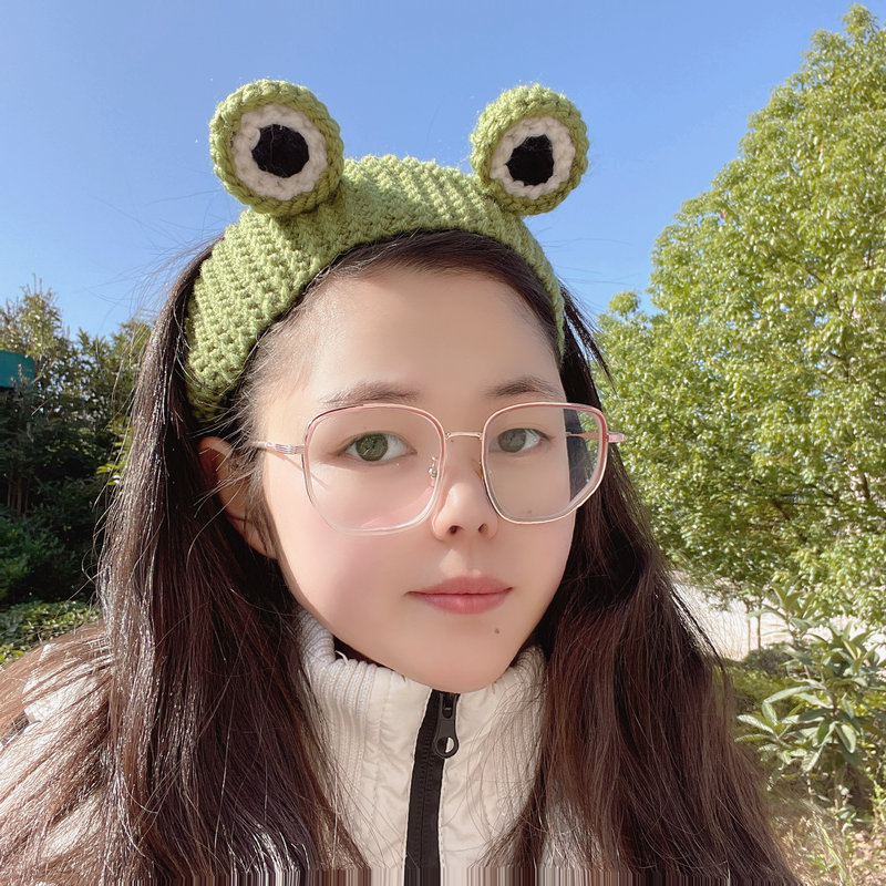 可爱毛线青蛙发箍动物头饰发卡大眼睛青蛙发箍女洗脸毛线针织头箍