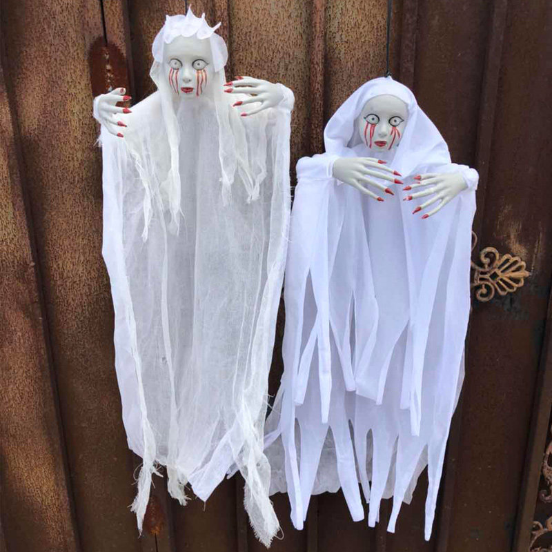万圣节装饰布置道具 酒吧ktv场景布置发光鬼叫白色鬼婴吊鬼婴儿鬼