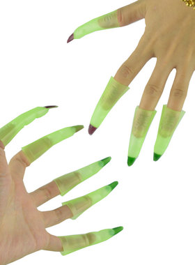 化妆舞会道具聚会表演僵尸巫婆手指套绿色指甲套鬼爪手指塑料指套