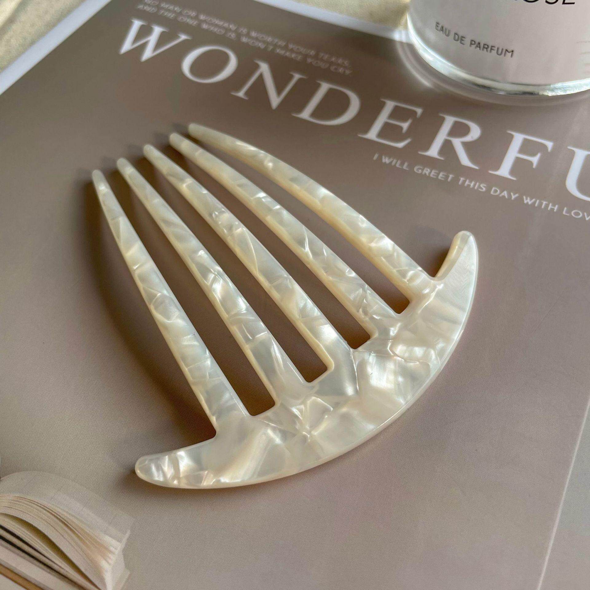 醋酸丸子头盘发插梳U型发簪