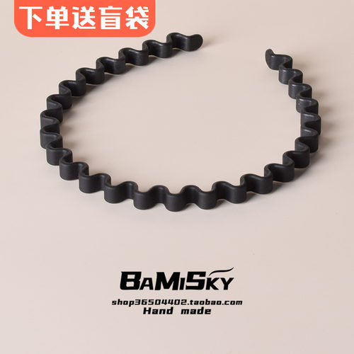 黑色简约波浪洗脸发卡发箍