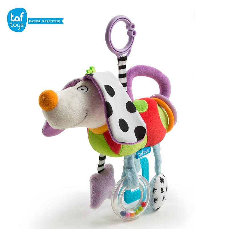 美国TAF TOYS进口突破玩具新生儿宝宝布绒摇铃玩具牙胶男孩挂件