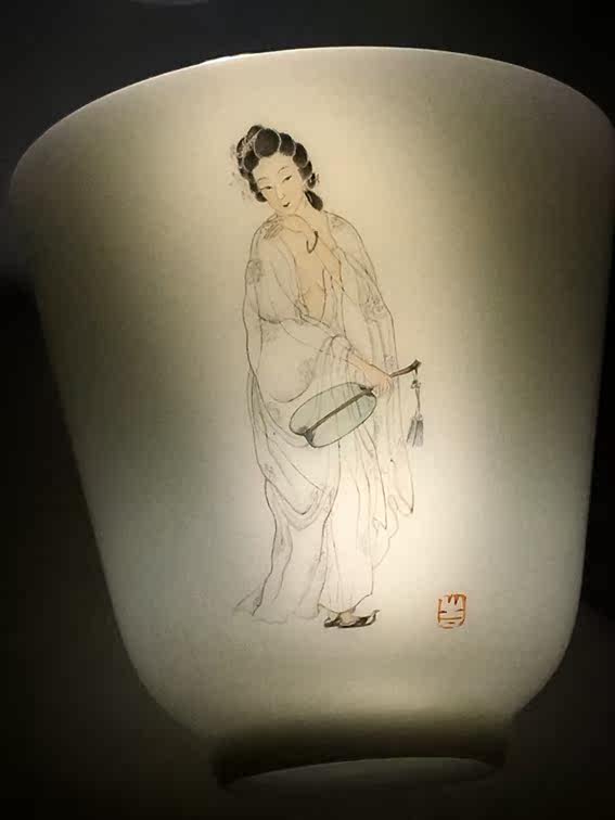 景德镇陶瓷手绘釉上全手工手绘 贵妃出浴品茗杯功夫茶杯茶器茶具