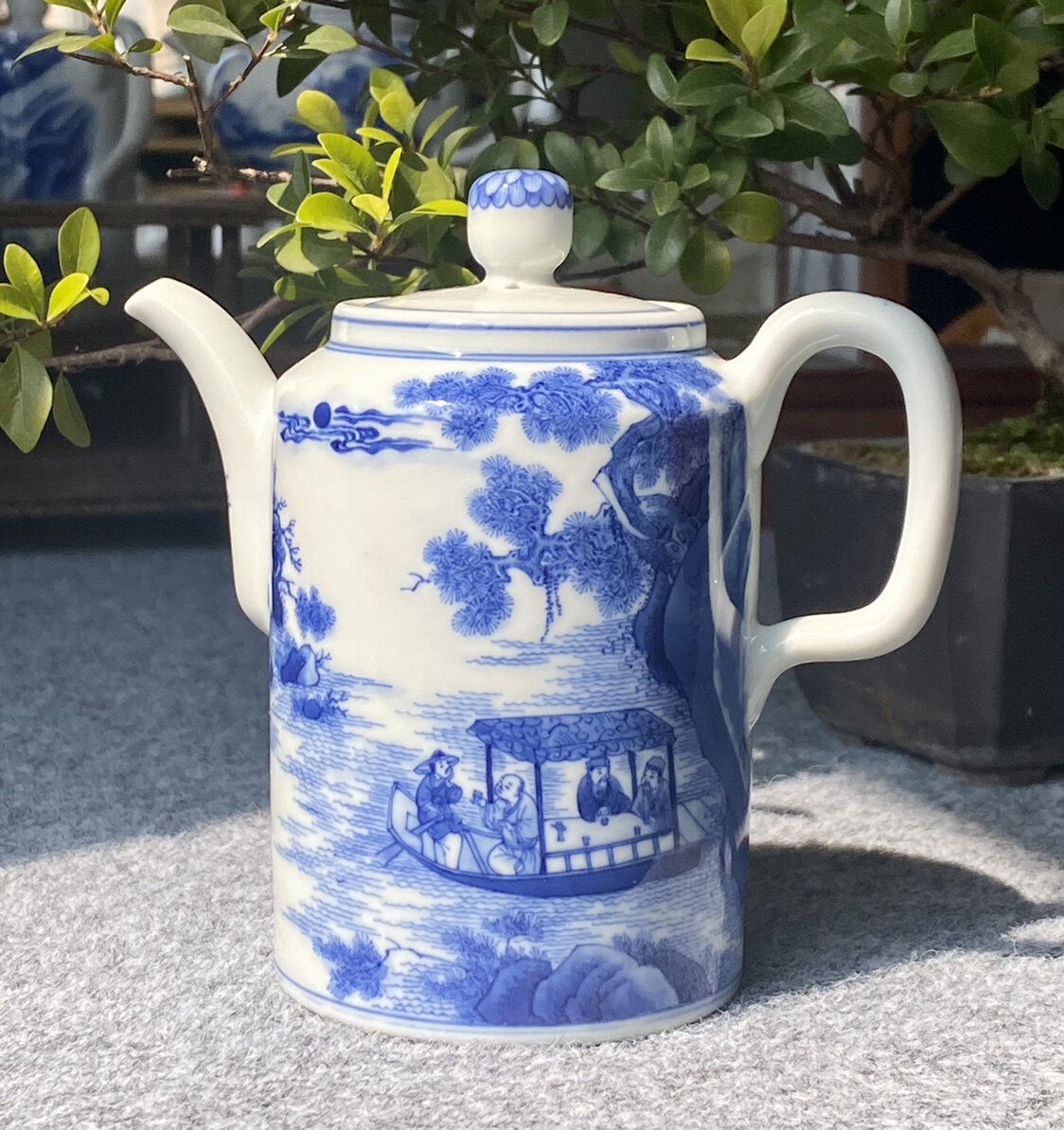 景德镇 小雅青花瓷 阮定荣造 小雅珍藏款 赤壁游 筒式 瓷壶