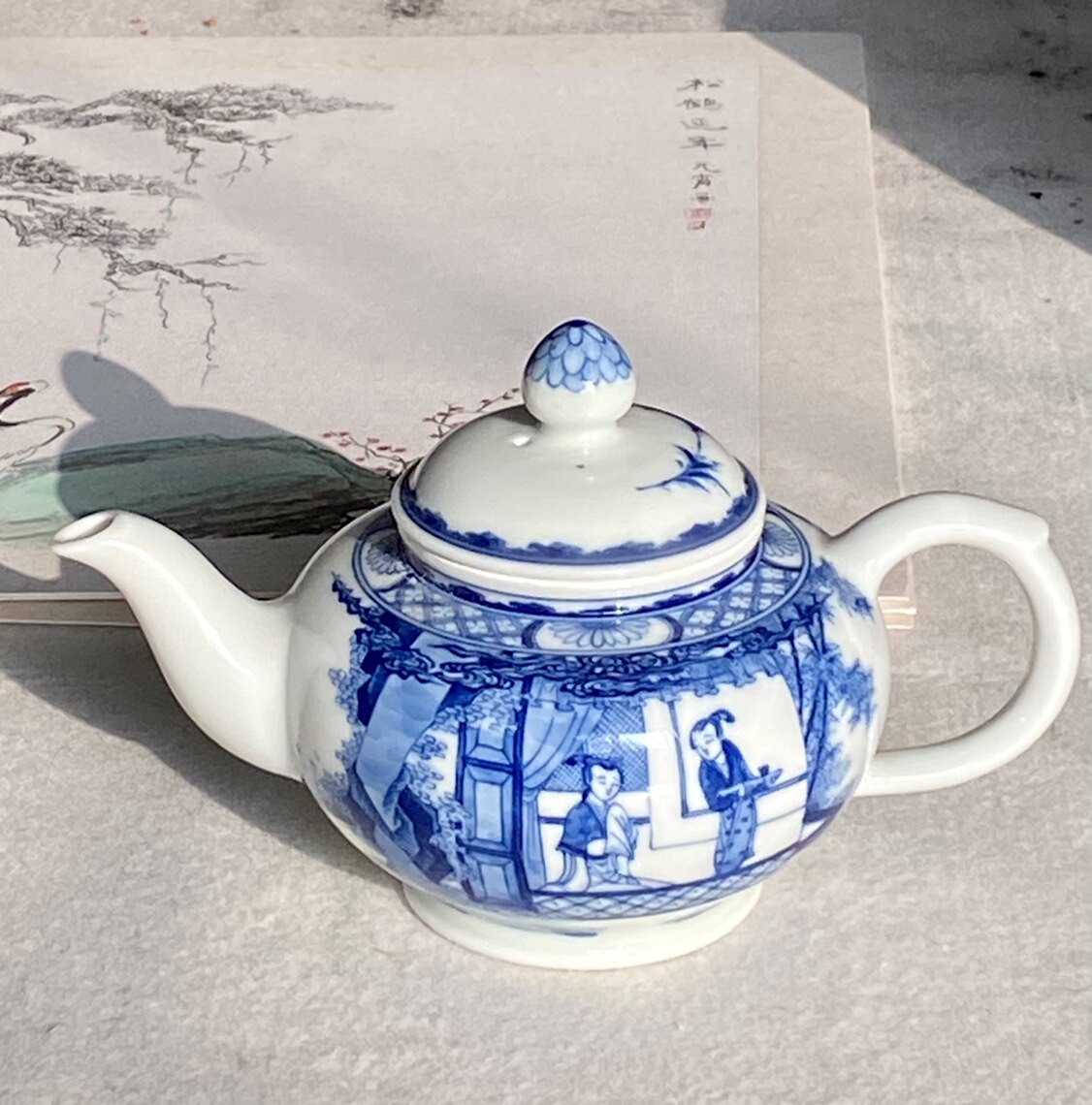 小雅青花壶 景德镇全手工  阮定荣造 西厢记 茶壶 茶杯 茶器