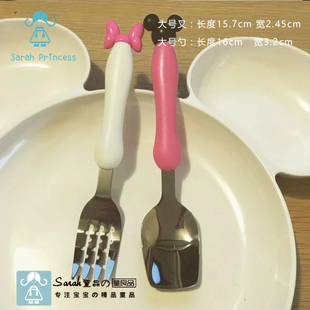 儿童米奇刀叉勺子宝宝迪士尼米妮不锈钢勺子叉子辅食餐具卡通餐厅