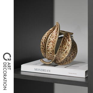 新中式仿古铜树脂果实果壳摆件样板间售楼处书柜茶几软装饰品