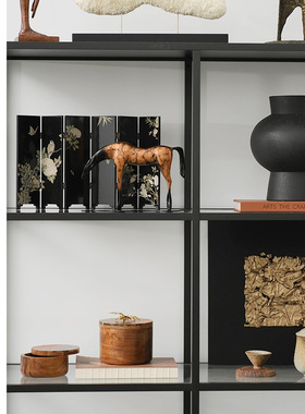 新中式宋代美学国风样板间售楼处会所酒店陈列架软装饰品摆件