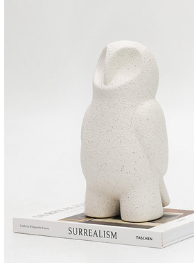 陶瓷白砂站立猫头鹰样板间儿童房书柜装饰品摆件