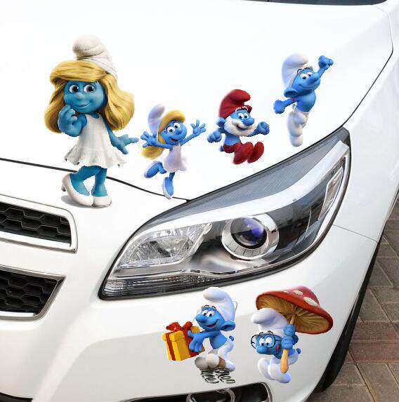 卡通蓝精灵贴纸防水车贴电动滑板贴画墙贴划痕遮挡装饰汽车贴纸