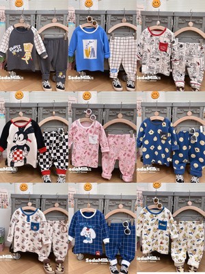 苏打牛奶儿童加厚磨毛家居服男女宝宝秋冬无骨秋衣裤soda-milk