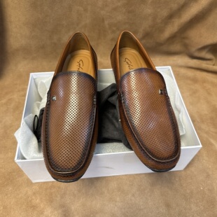 断码40码撤柜品牌男士夏季一脚蹬棕色豆豆皮凉鞋进口头层牛皮F65