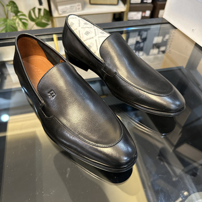 断码3942 43撤柜意大利品牌男士高端一脚蹬皮鞋头层牛皮实木根W89