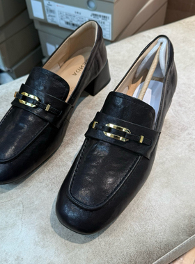 断码40撤柜高端品牌女士25新款粗跟软底通勤真皮黑色单鞋羊皮HS17