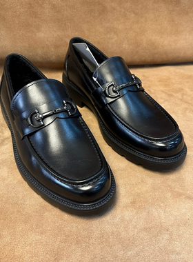 断码40撤柜高端品牌S男冬季加绒一脚蹬乐福皮鞋进口头层软牛皮SC7