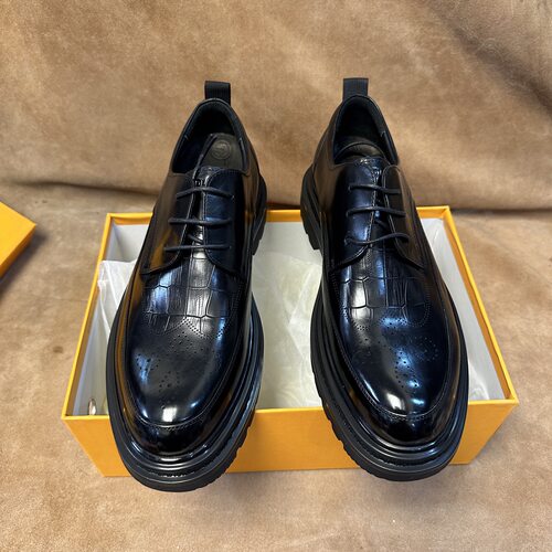 断码40码撤柜品牌高端男布洛克雕花休闲皮鞋头层牛皮系带厚底CL33