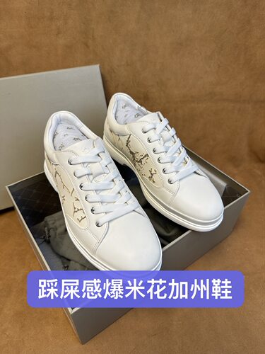 柜1000加～踩屎感撤品牌高端男白色休闲运动鞋加州鞋头层牛皮DJ18