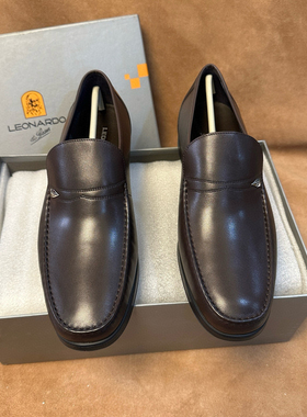 撤柜41 42品牌Leonardo男士一脚蹬乐福皮鞋进口头层牛皮轻底AA46